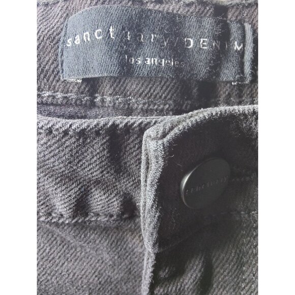 Sanctuary Good Vibes High-Rise Straight Black Jeans Raw Hem 18W NWT - Picture 9 of 9